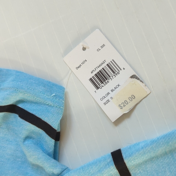 Blue Black Striped Men's Shirt Size Small V Neck Short Sleeve NWT - Picture 3 of 7